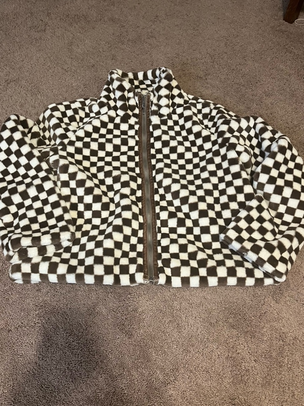 Mystree faux fur checkered jacket size Large